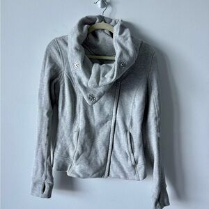 Lululemon Cropped Fitted Cowl Neck Asymmetrical City Sweatshirt Jacket Size 8